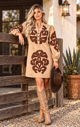 Southern Belle Brown Suede Dress