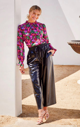 Easy Street Faux Leather Wide Leg Pants