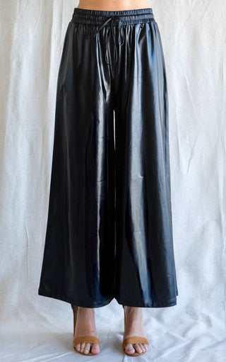 Easy Street Faux Leather Wide Leg Pants