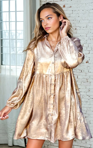 Metallic Muse Shimmery Dress, THREE COLORS!