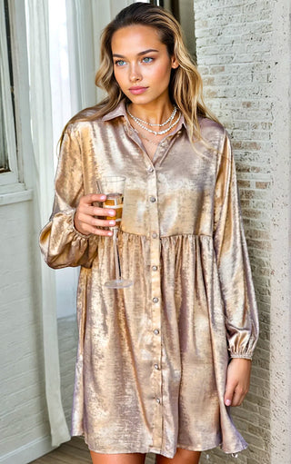 Metallic Muse Shimmery Dress, THREE COLORS!