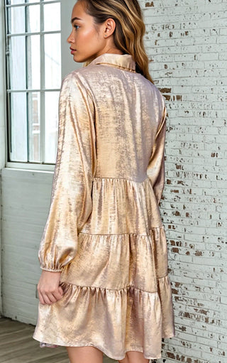 Metallic Muse Shimmery Dress, THREE COLORS!