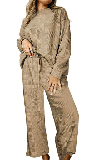 Stellar Style Khaki Textured Pants Set, 2X