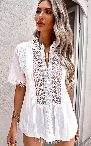 Summer Journey White Lace Top, SMALL