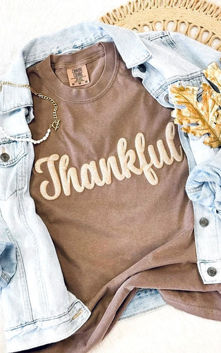 Thankful Comfort Colors Glitter Puff Print Tee, SM-3X, ETA 11/13