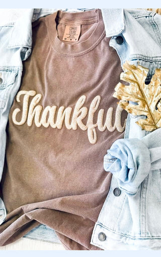 Thankful Comfort Colors Glitter Puff Print Tee, SM-3X, ETA 11/13