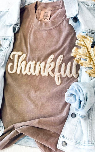 Thankful Comfort Colors Glitter Puff Print Tee, SM-3X, ETA 11/13