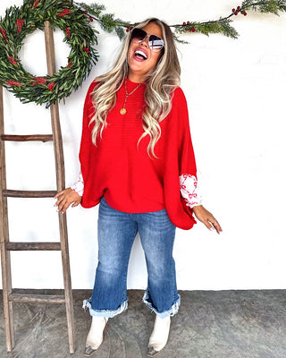 Cozy Embrace Red Poncho Sweater