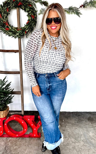 FA LA LA Christmas Mesh Top