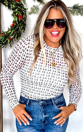 FA LA LA Christmas Mesh Top