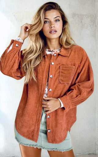 Cinnamon Sugar Corduroy Shacket