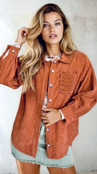 Cinnamon Sugar Corduroy Shacket