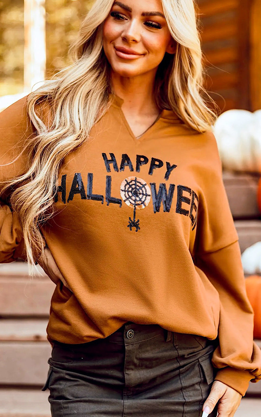 Happy Halloween Sequin Sweatshirt, SM-2X