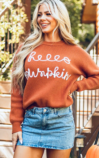 Hello Pumpkin Sweater, THREE COLORS! SM-2X