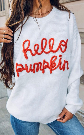 Hello Pumpkin Sweater, THREE COLORS! SM-2X