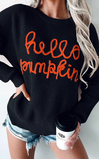 Hello Pumpkin Sweater, THREE COLORS! SM-2X