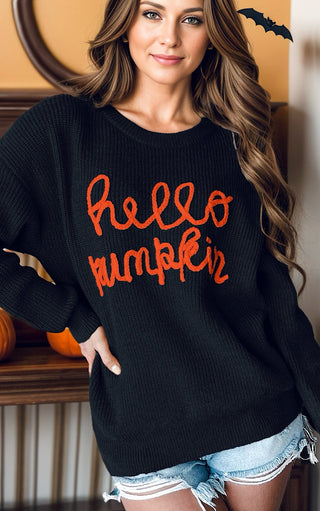 Hello Pumpkin Sweater, THREE COLORS! SM-2X