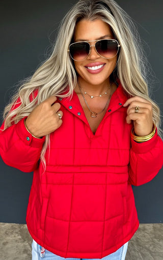 Southern Frost Red Puffer Jacket