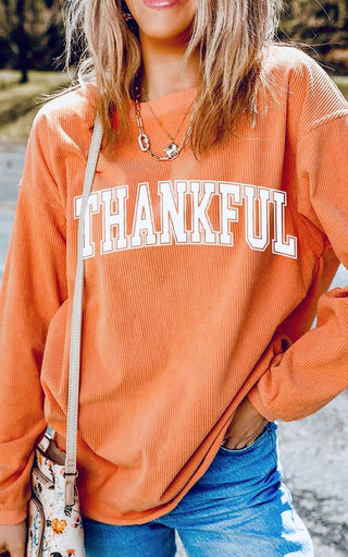 Thankful Corded Graphic Sweatshirt, SM-2X