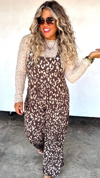 Wild Honey Leopard Print Overalls