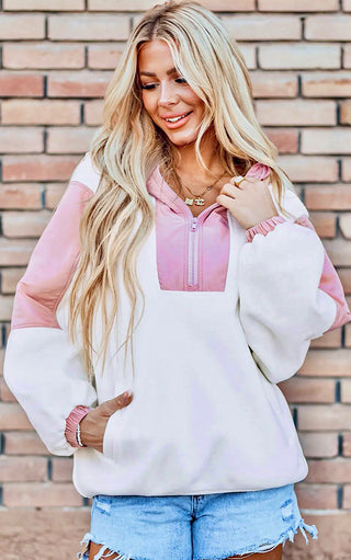 Cotton Candy Half Zip Pullover Hoodie