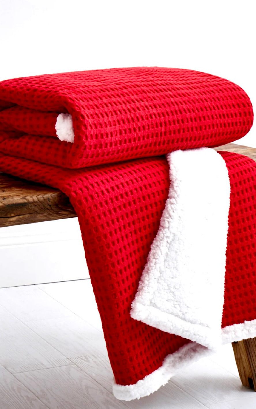 Santa’s Sleigh Cozy Red Fleece Throw Blanket