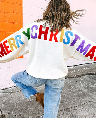 Ho Ho Ho Merry Christmas Chenille Letter Sweater