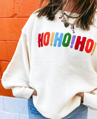 Ho Ho Ho Merry Christmas Chenille Letter Sweater