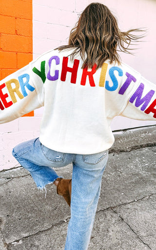 Ho Ho Ho Merry Christmas Chenille Letter Sweater