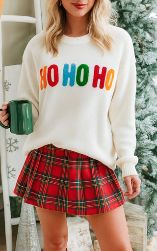 Ho Ho Ho Merry Christmas Chenille Letter Sweater