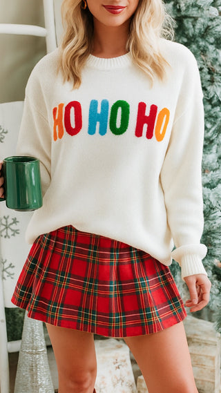 Ho Ho Ho Merry Christmas Chenille Letter Sweater