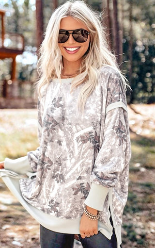 Camo Couture Neutral Gray Luxe Pullover