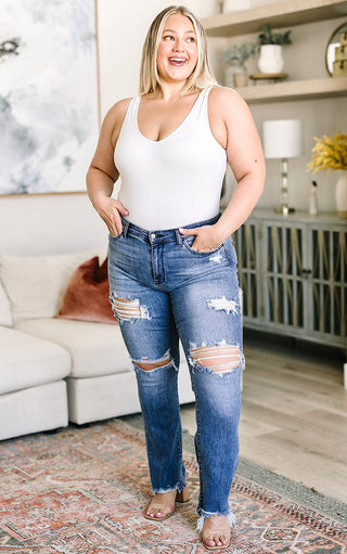 Always On My Mind Judy Blue Straight Leg Jeans, 0-24W