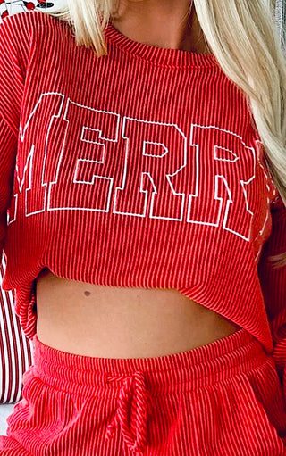 MERRY Ribbed Top and Shorts Lounge Set, SM-2X, THREE COLORS!