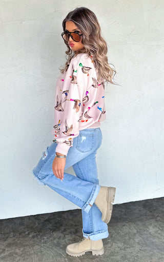 Lucky Duck Pink Sweatshirt