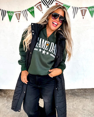 Uptown Layers Long Black Puffer Vest