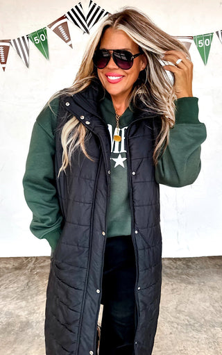 Uptown Layers Long Black Puffer Vest