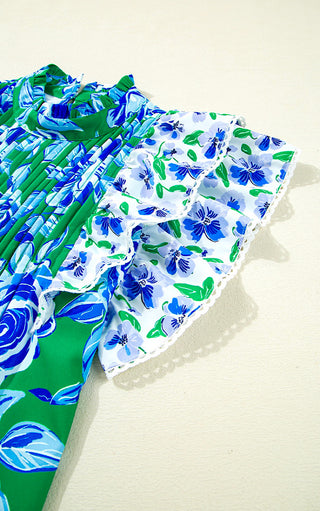 Seaside In Bloom Blue Floral Top