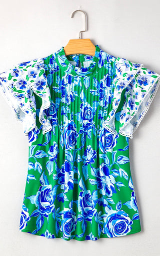 Seaside In Bloom Blue Floral Top