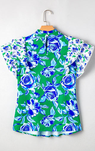 Seaside In Bloom Blue Floral Top