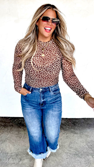 Show Off Leopard Mesh Knit Top