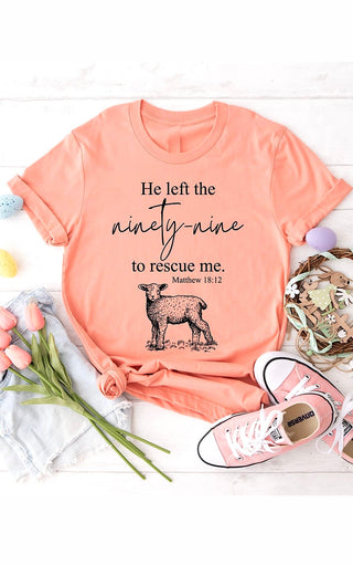 He Left The Ninety-Nine To Rescue Me Coral Tee, SM-3X