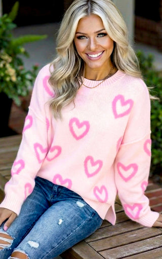 Love Notes Pink Heart Sweater