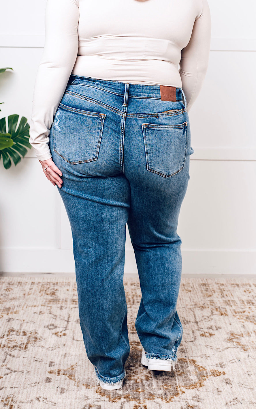 Timeless Fit Mid Rise Straight Leg Dad Jeans by Judy Blue