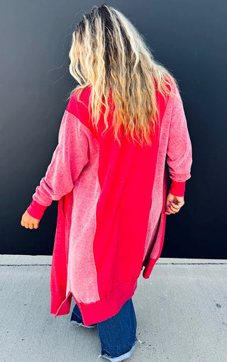 Cuddle Season Red Sweatshirt Cardigan, XS-2X