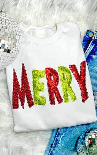 Merry Sequin Christmas Sweatshirt, SM-3X