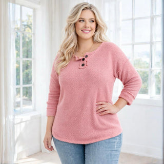Wrapped Up In Softness Pink Henley