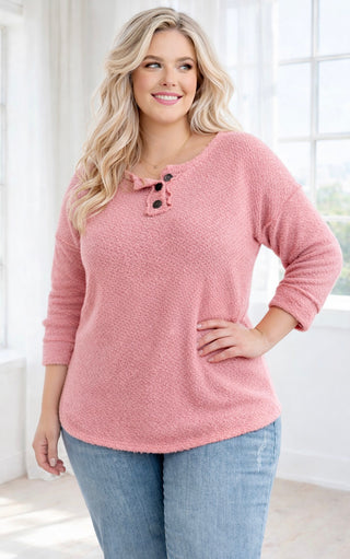 Wrapped Up In Softness Pink Henley