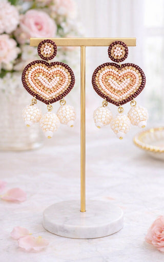 The Way You Love Me Beaded Heart Earrings