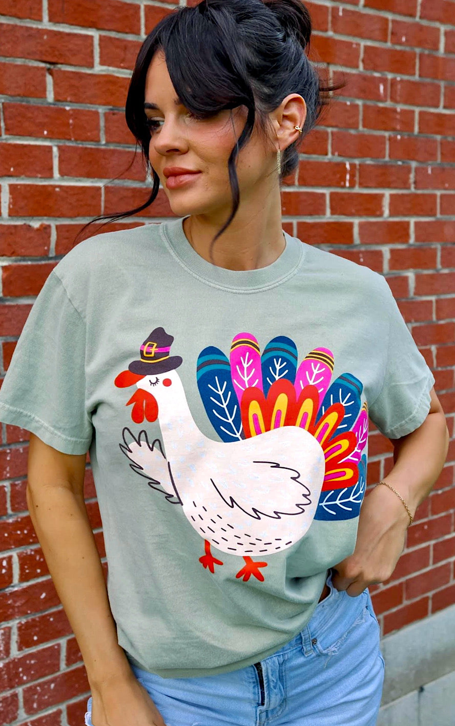 Fanny Feathers Thanksgiving Turkey Tee, SM-3X